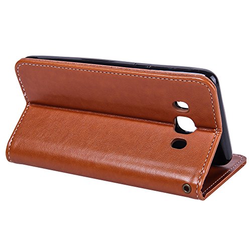 SKYXD Leder Hülle für Samsung Galaxy J5 2016 Rosen Blumen und Schmetterlings Muster,PU Folio Klappbar SchutzHülle [Brieftasche Kartenfach / Magnet / Standfunktion / Trageschlaufe] KlappHülle für mit [Krone Handyanhänger + Eingabestift] 3 in 1 Zubehör Set Handy Tasche Etui for für Samsung Galaxy J5 2016 J510FN Bookstyle Flip Case Leather Cover With [Stylus and Dust Plug]- Braun - 4