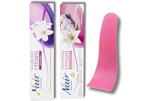 Nair Hair Removal Cream Bundle for Legs, Body, Bikini, and Underarms with BVO Luxe Depilatory Spatula Tool - Complete Hair Removal Solution for Smooth Skin
