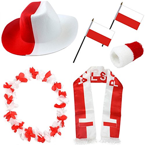 Sonia Originelli Fan-Paket-1″ Polen WM EM Fußball Fan Anfeuern Party Farbe SET XXL