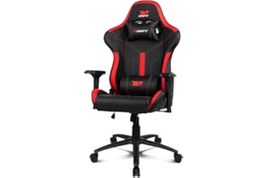 DRIFT GAMING DR350 – Silla Gaming Ergonómica Profesional con Reposabrazos 4D, Cojines Lumbar y Cervical, Inclinable 135º, Ruedas Silenciosas – Negra/Roja