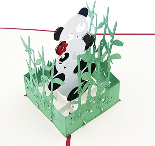 UncleS Panda 3D Pop Up Greeting Cards, 5.12 x 6.10 inches, Gift for Birthday Wedding Invitation Merry Christmas Teacher's Day Thanksgiving Congratulation, Red Cover