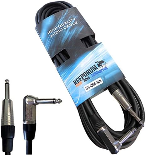 keepdrumGC 008 6 m Instrument Cable Right Angle/Angled Jack – Straight Jack 6.3 mm