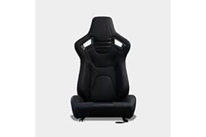 M MODAUTO Asiento Deportivo Coche,Semibaquet Ajustable,Ríeles incluidos,Conductor y Pasajero, para Coche y Simulador de Conducción,Modelo N775L,Asiento Negro con Carbono