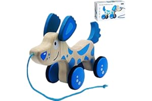LapangZi Pull Along Toys for 1 Year Old Boy Girl Gifts Outdoor Wooden Walking Dog Toy Birthday Montessori Toys for Toddlers 1-3
