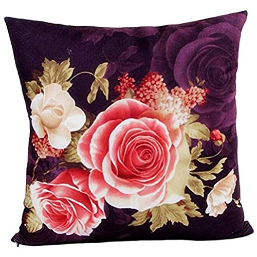 King34Webb Pillow Case,Neartime Printing Dyeing Peony Sofa Bed Home Decor Cushion Cover (Purple) 18x18