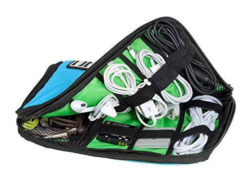 ducomi® cabletop – Tasche Organizer für Kabel und Zubehör Reise mit Reißverschluss Wasserdicht blau - 3