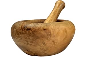 Gartiam Mortier en Bois d'olivier Rustique Exceptionnel Fait à la Main Artisanat diamètre 8,12,14,16 cm (16 cm)