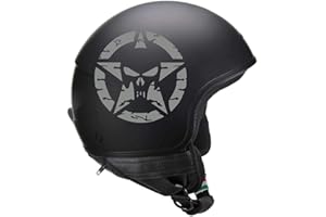 Pimastickerslab Kit 2 Adesivi Stella Militare Teschio Punisher Casco Moto Auto Serbatoio Valigia Chopper Harley cod. 1709 (074 Grigio Medio)