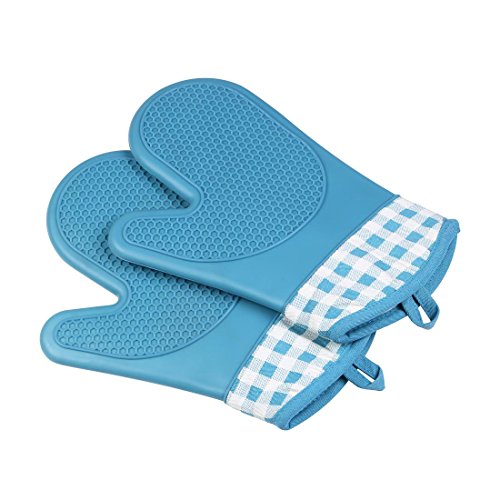 spécification Gants Mitaines de four, Gants de four, Silicone antidérapant Mitaines de four résistant à la chaleur, Cuisson des gants de cuisine, Cuisson au four, Barbecue, 1 paire (Color : Blue)