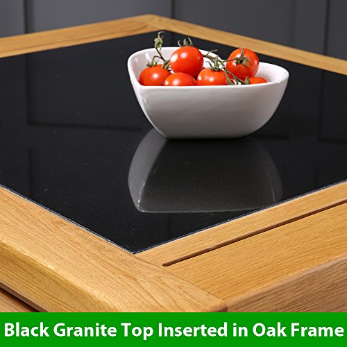 The Furniture Market Cheshire Oak Small Kitchen Island Granite Butchers Block - Image 8
