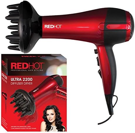 Women Accessories Professional Salon Hair Style Ultra 2200W Dryer with Diffuser Nozzle Concentrator Blower You Can Achieve Great Hair Styling, Without The Hair Damage (Color Red, Power: 2200w)