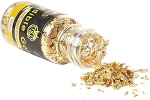 KIRIN 24 K Blatt-Goldflocken, für Kuchen, Getränke und Dessert, Dekoration, Make-up und Spa, Basteln, Heimwerken und Heimwerken (50 mg)