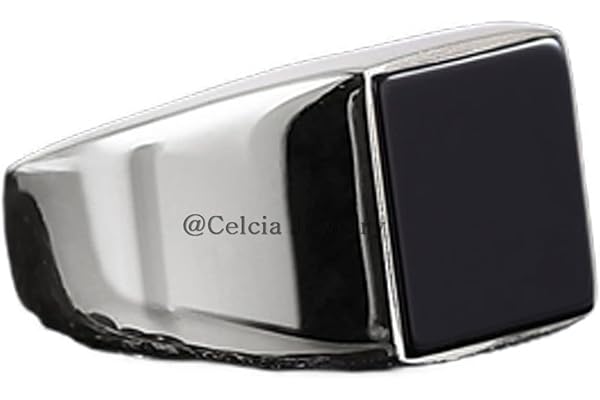 Natural Black Onyx Classic 12MM Gemstone Jewelry, Solid 925 Sterling Silver, Statement Ring, Mens Signet Ring, Birthday, Anniversary Gifts for Dad, Husband, Boyfriend Ring (black-onyx, Size 7)