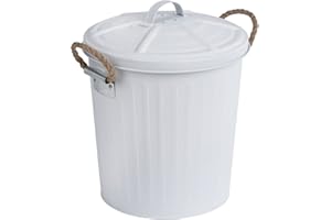 Wenko Cubo de cósmetica Gara blanco mate 6 ltr. - Cubo de la basura Capacidad: 6 l, Acero, 24 x 28.5 x 23 cm, Blanco