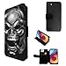 Produktbild 003117 - Cigar smoking Sugar skull Design LG Q6 TPU Leder Brieftasche Hülle Flip Cover Book Wallet Stand halter Case