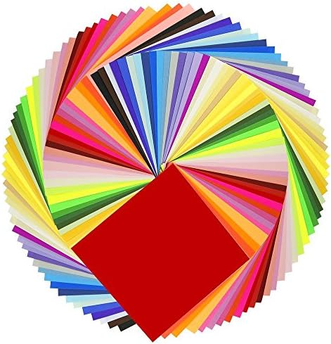 Origami Paper, Foxroar 50 Sheets 50 Colours 6"x 6" (15 by 15cm) Square with 3 Animal Origami Tutorial