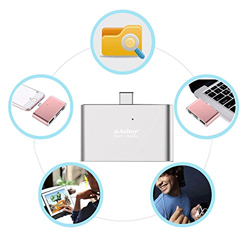Typ C Kartenleser, Asltoy Typ C OTG HUB Adapter Kartenleser, Micro SD / TF Flash Speicherkartenleser, Lesen und Schreiben mit OTG Funktion für MacBook, Chromebook, Windows (B1 Silber) - 4