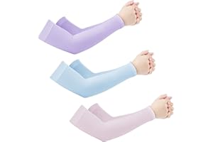 DURDIIY 3pcs Maniche del Braccio Unisex Anti UV Protezione Manicotti di Ghiaccio per la Corsa Ciclismo Golf Giardinaggio Attività all'aperto 3 colori