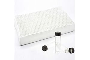 SUCOHANS Pack of 100 Glass Vials with Black Phenolic Screw Caps,1 Dram/4ml(1/8 fl oz), for Liquids or Dry Goods (Clear)