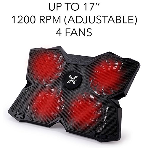 Takit S03 – Laptop cooler 15-17 Zoll Notebook lüfter, 4 x 125mm Lüfter mit 1200 UPM, 2 x USB, tragbar, LED Rot - 3