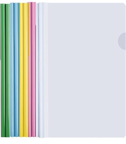 PYEUIFT 10 Pièces A4 Couverture De Rapport,Transparent Barre Coulissante Rapport Couvre,10 Feuilles Plastique Chemise De Couvertures De Rapports Avec Barre Coulissante,Dossier Coulissante(Bleu
