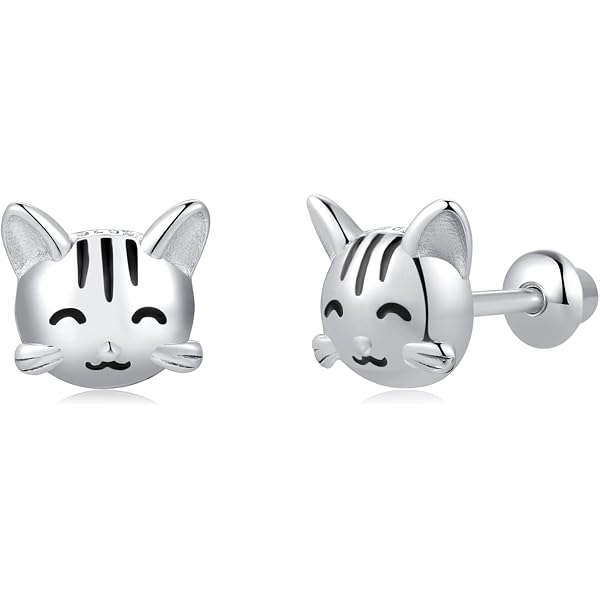 LOVE YOUR CITY Orecchini a cerchio, gatto gattino, regalo per ragazze, bambini, gioielli per bambini in argento sterling 925 con smalto. Viene fornito in una piccola confezione regalo., Argento LOVE YOUR CITY Orecchini a cerchio, gatto gattino, regalo per ragazze, bambini, gioielli per bambini in argento sterling 925 con smalto. Viene fornito in una piccola confezione regalo., Argento