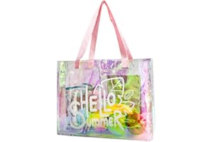 TotePrint Holografische PVC Handtasche - Durchsichtige Transparente Tasche mit Buchstaben-Muster, Stadion-Zulassung (1 Stück)