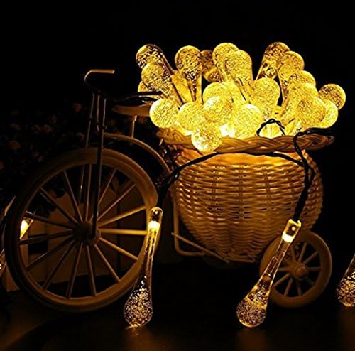 Kitlit 30 LED Lights Solar Fairy String Lights Garden Waterproof Water Droplets Deco Lights for Outdoor/Garden/Patio/Christmas/Xmas Tree/Holiday Party Warm White 6M