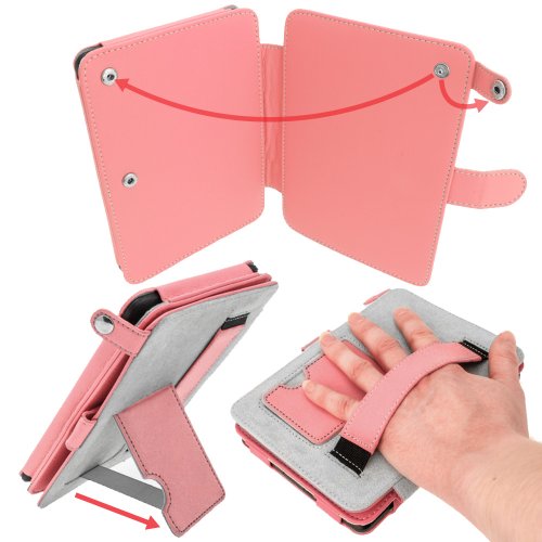 igadgitz PU Bi-View Leder Etui Hülle mit Sleep/Wake Funktion/Integrierte Handschlaufe für Amazon Kindle Paperwhite 2015/2014/2013/2012 rosa - 4