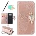 Produktbild Uposao Roségold PU Lederhülle Für Samsung Galaxy Note8 Hülle Handyhülle Bling Diamant Druck Eule Owl Totem Muster Flip Case Ledertasche Book Type Wallet Backcover Klapphülle Brieftasche und Magnetverschluss Schutzhülle mit Eingabestift Stylus Pen, Blau Blumen Staub-Stecker