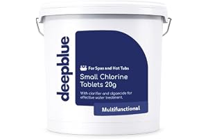 Deep Blue Professional 5kg Multifunctional Chlorine Tablets with Floating Dispenser | 20g Slow-Release Tabs for Hot Tubs & Pools
