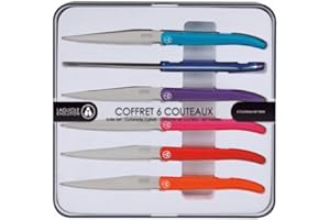 Laguiole Production - 443880 - Coffret cadeau de 6 Couteaux Steak table Laguiole ACIDULE Multicolor- Coloris aléatoire