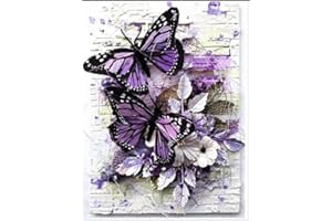Tomoyuki 5D Diamond Art Painting Kit, DIY Diamond Painting Pictures, Diamond Rhinestone Crystal Cross Stitch Painting Painting by Numbers for Children Adults Home Wall Decoration (Butterfly)