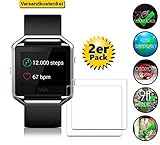 Smartphone-Equipment [2er Pack] Panzerglas für Fitbit Blaze gehärtetes Glas 9H, Echtglas Klar Uhrenglas Watchglas Smartwatchglas Glasfolie Panzerglasfolie Panzerfolie Folie Displayschutz Schutzfolie