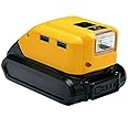 JANRI Adapter compatible with Dewalt 18V XR Lithium Ion Battery DCB183 DCB184, DC Port & LED Work Light &Dual USB Charger,Power Source,Power Supply Compatible with Dewalt DCB090 DCB091