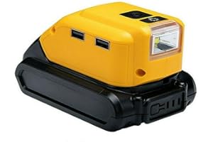 JANRI Adapter for Dewalt 18V XR Lithium Ion Battery DCB183 DCB184, DC Port & LED Work Light &Dual USB Charger,Power Source,Power Supply Compatible with Dewalt DCB090 DCB091 (Not including battery)