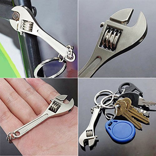 Azoraten Rollgabelschlüssel Mini Schlüsselanhänger Schlüsselanhänger Gadget Verstellbare Hand Basteln Werkzeug