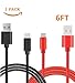 Price comparison product image USB Type C Cable, Binguowang Nylon Braided USB Type C Long Cord Fast Charging Sync Cable for Samsung Galaxy Note 8, S8, S8 Plus,Google Pixel,Nexus 6P/5X,LG G5/G6 and More. (2 Pack 6FT Black+Red)