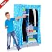 Popamazing Wood Hanging Rail Bule Fabric/Oxford/Canvas Wardrobes for Kids Bedroom Furniture