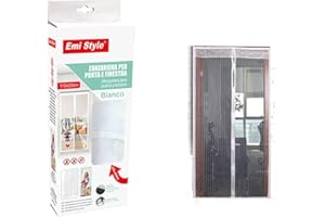 A2ZWORLD Magnetyczna moskitiera na drzwi z przyklejanymi rzepami, moskitiera przeciw owadom, łatwa w montażu (110 x 220 cm, biała).