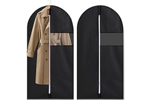 UYUYong 2 Pièces Housse Vetement Voyage 120 x 60 cm Housse de Rangement Long Respirant Vetement Housse Costume Homme Manquer housse Costum avec Zip pour Voyage Stockage Vêtements-Noir