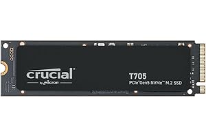 Crucial T705 SSD 2TB PCIe 5.0 x4 Gen5 NVMe M.2, Velocidades de Lectura hasta 14500 MB/s, Escritura 12700 MB/s, para PC de Escritorio, TLC NAND, Disco Duro Interno - CT2000T705SSD3