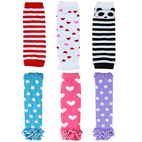 KF Baby Girls Toddler Cozy Soft Leg Warmers, Set of 6 Pairs