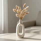 PUREZENTO 'Kieko Vase' White Ceramic Vase 6 Inch (Pack of 1) | White Decorative Vase for Dried Flowers & Pampas Grass | Vases
