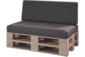 sunnypillow Set de 2 Coussins pour Canapé Palette Matelas Extérieur - d’Assise 120 x 80 x 15 cm + Dossier 120 x 40 x 20/10 cm - Coussin Salon de Jardin, Terrasse, Balcon - Anthracyt