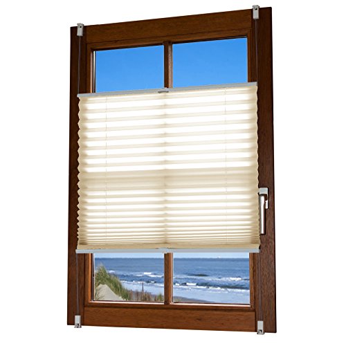 Plissee Beige Crash 55x140cm Rolladen Klemmfix Faltrollo Rollo ohne Bohren Jalousie Fertigplissee