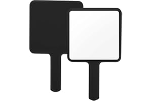 Naapesi Specchio a Mano,Specchio Trucco Portatile con Manico,Specchio Cosmetico Quadrato,Specchietto Dentista,Specchio Barbiere con Comoda Maniglia,Perfetto per Radersi o Applicare il Trucco (Nero)