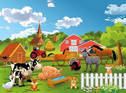 Photo Wall Mural ANIMAL FARM (71P)-350x260 cm in 7 Strips (each 50 cmx260cm) DIGITAL PRINTING, Wallpaper XXL-Sea Stones Window Roses View Landscape Nature-Kitchen Children Dining Living Bed Room Nursery