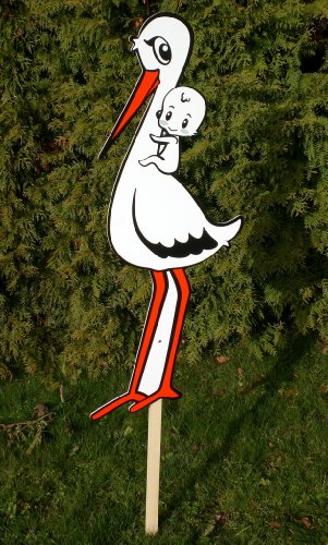 Baby Klapperstorch ADEBAR zum Aufstellen bei Geburt eines Babys, Größe L - 3