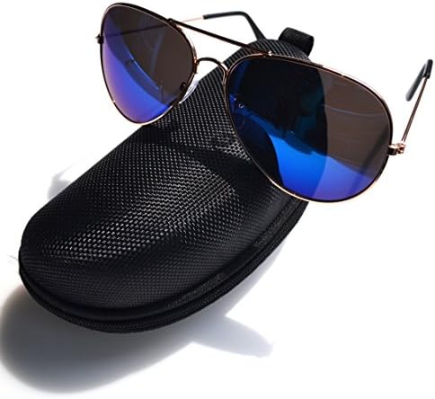 Aviator Sunglasses - Double Bridge Metal Pilot Sun Glasses Mens Womens Uv400 Lens Aviator Sunglasses For Outdoor Sports Fishing Golf Driving (Blue)